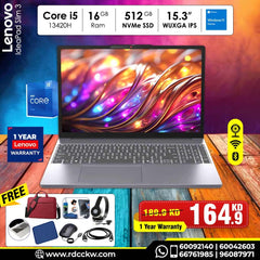 Laptop Lenovo IP Slim3 | Intel Core i5 13420H Processor | Ram 16GB DDR5 | Storage 512GB SSD NVme | Integrated Intel UHD Graphics | Display 15.3