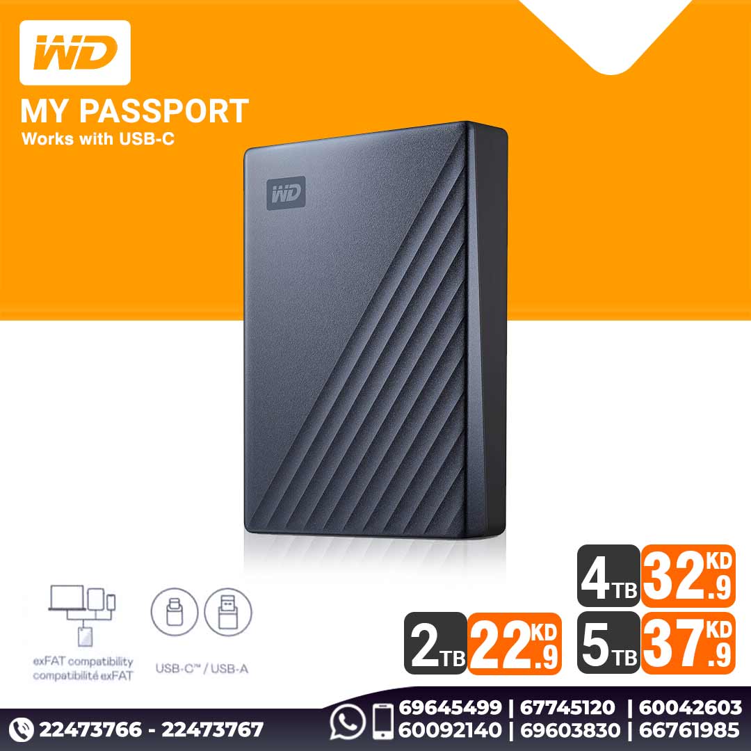 MY PASSPORT Works with USB-C hard disk 4TB 2TB 5TB