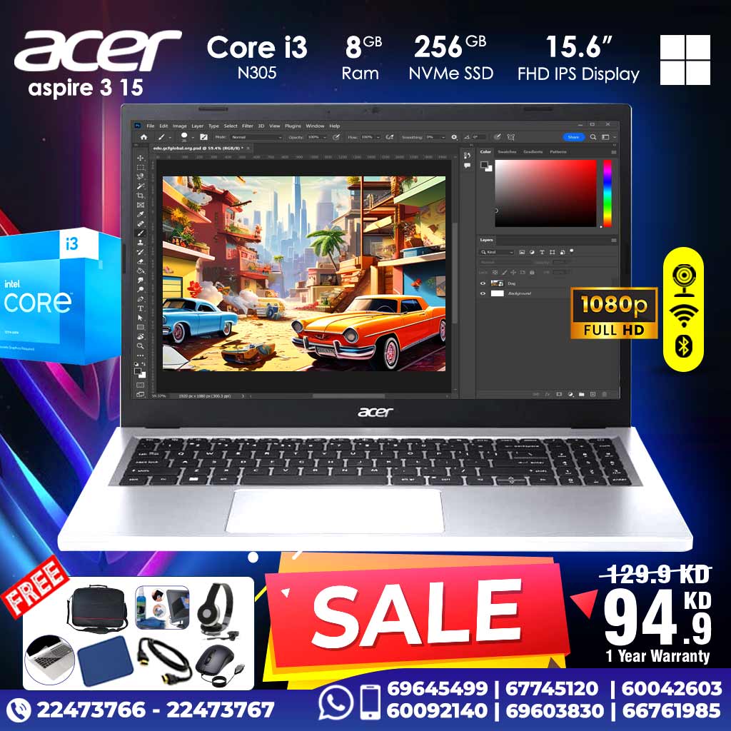 Acer Aspire 3 Core i3 8 GB RAM 256 GB SSD 15.6 FHD